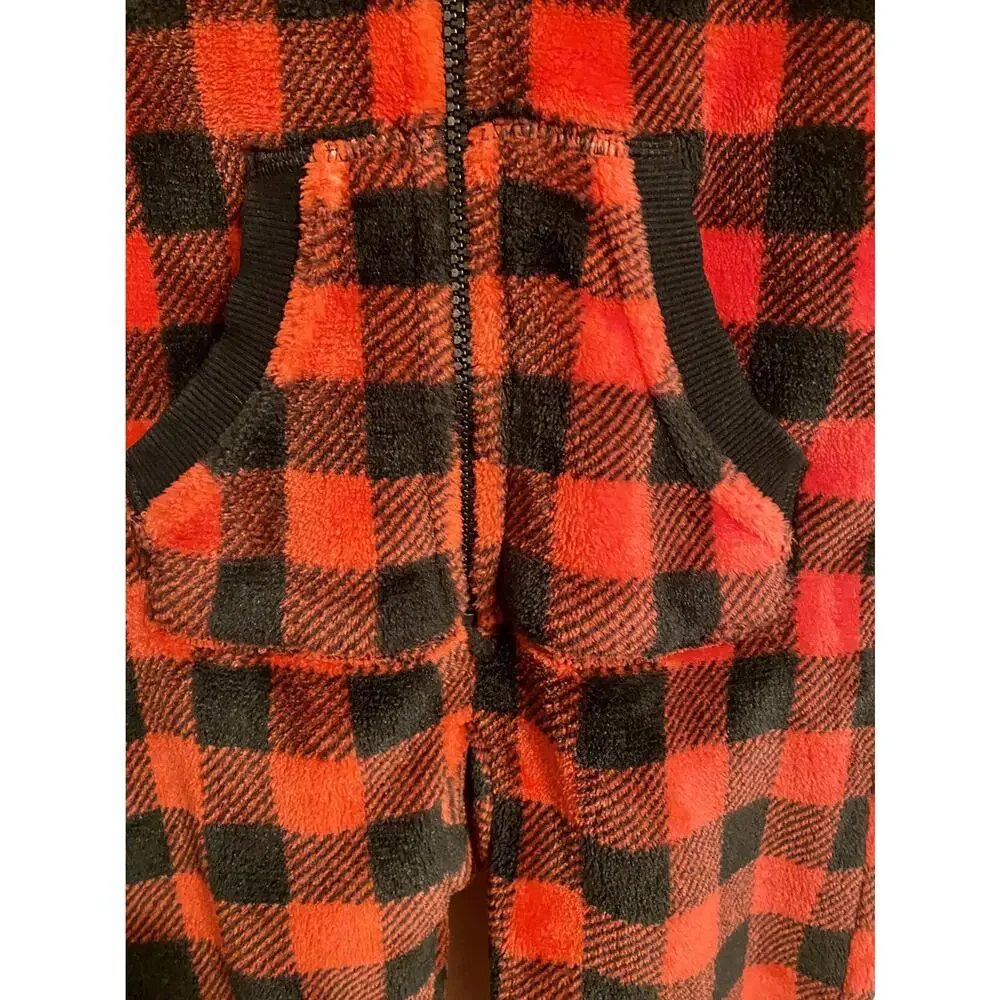 Little Blue House Red Plaid Hooded One Piece Size 2T